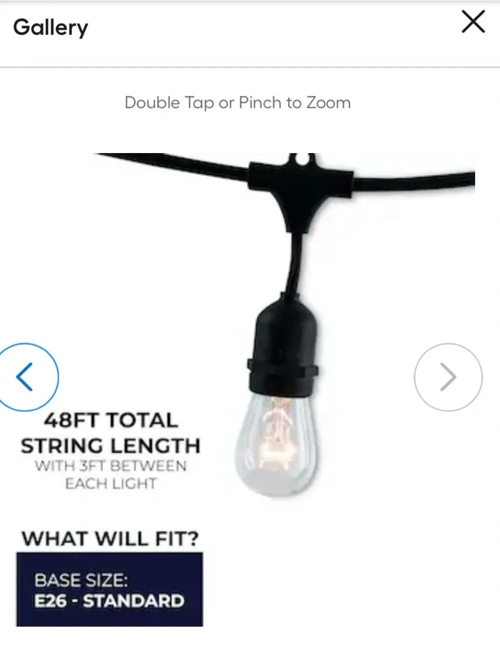 Bulbrite 48’ Decorative String Light Kit - for indoor or outdoor use